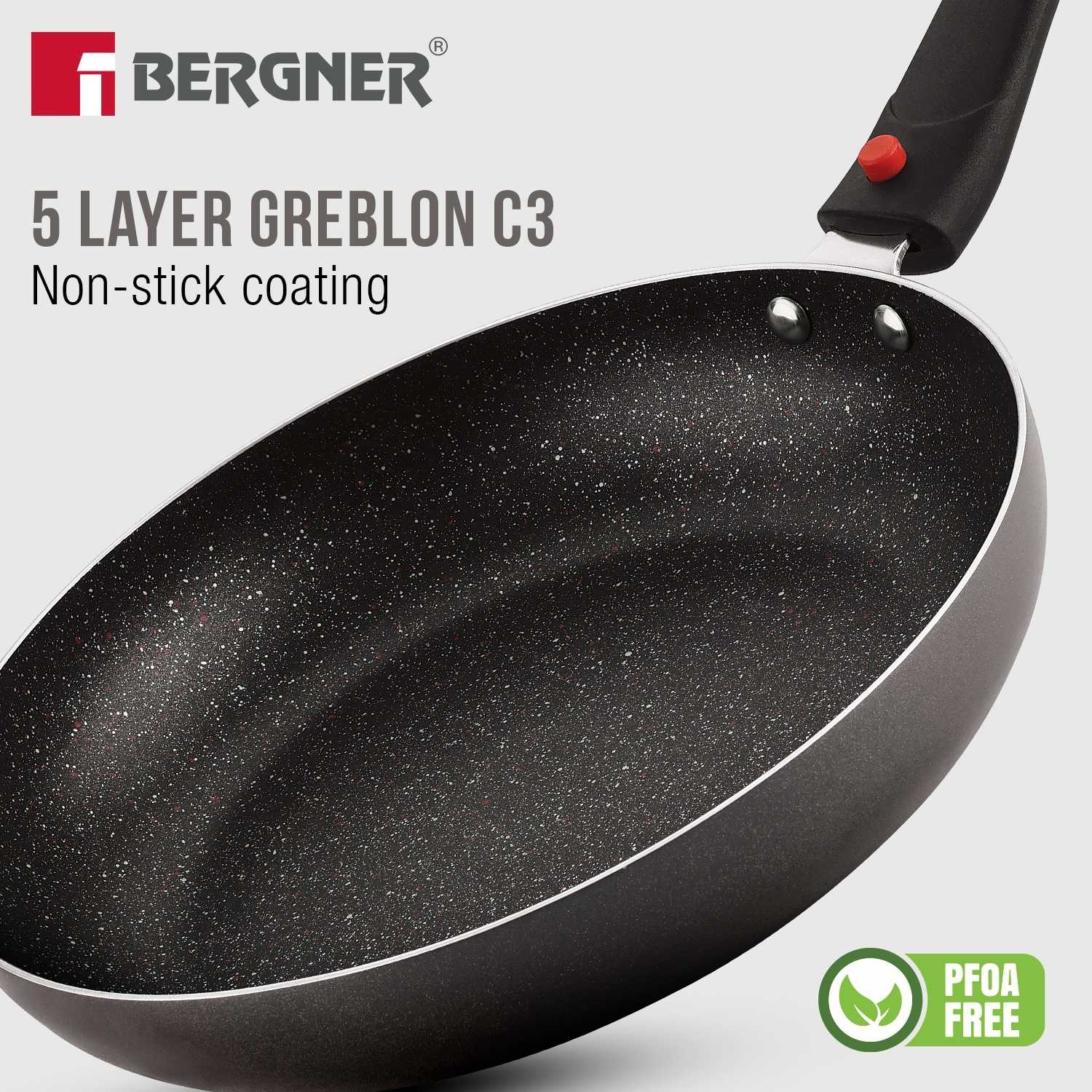 Bergner Sherry Plus 5-Layer Non-Stick 6 Pcs Induction Cookware Set (Grey)