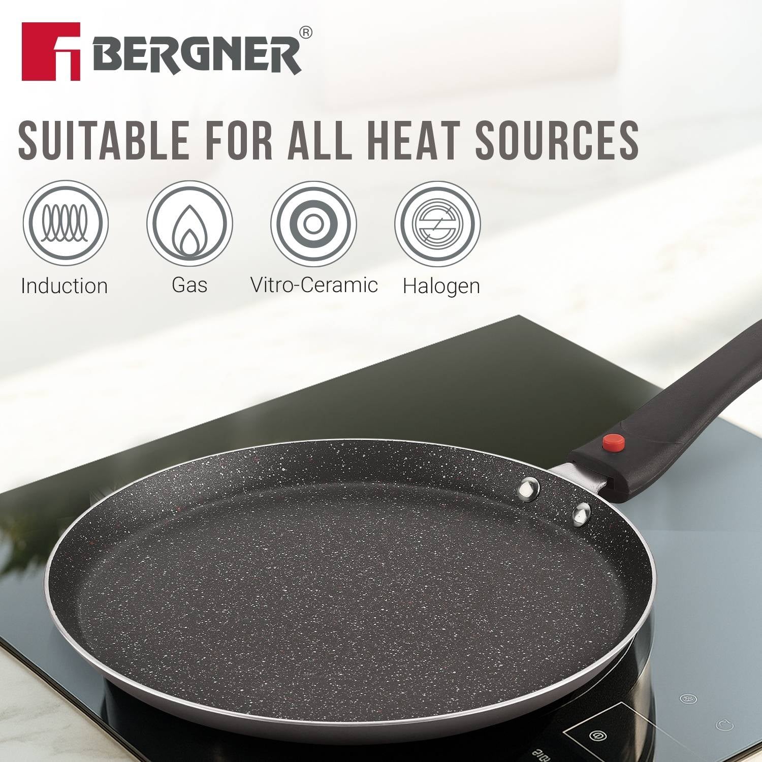 Bergner Sherry Plus 5-Layer Non-Stick 6 Pcs Induction Cookware Set (Grey)