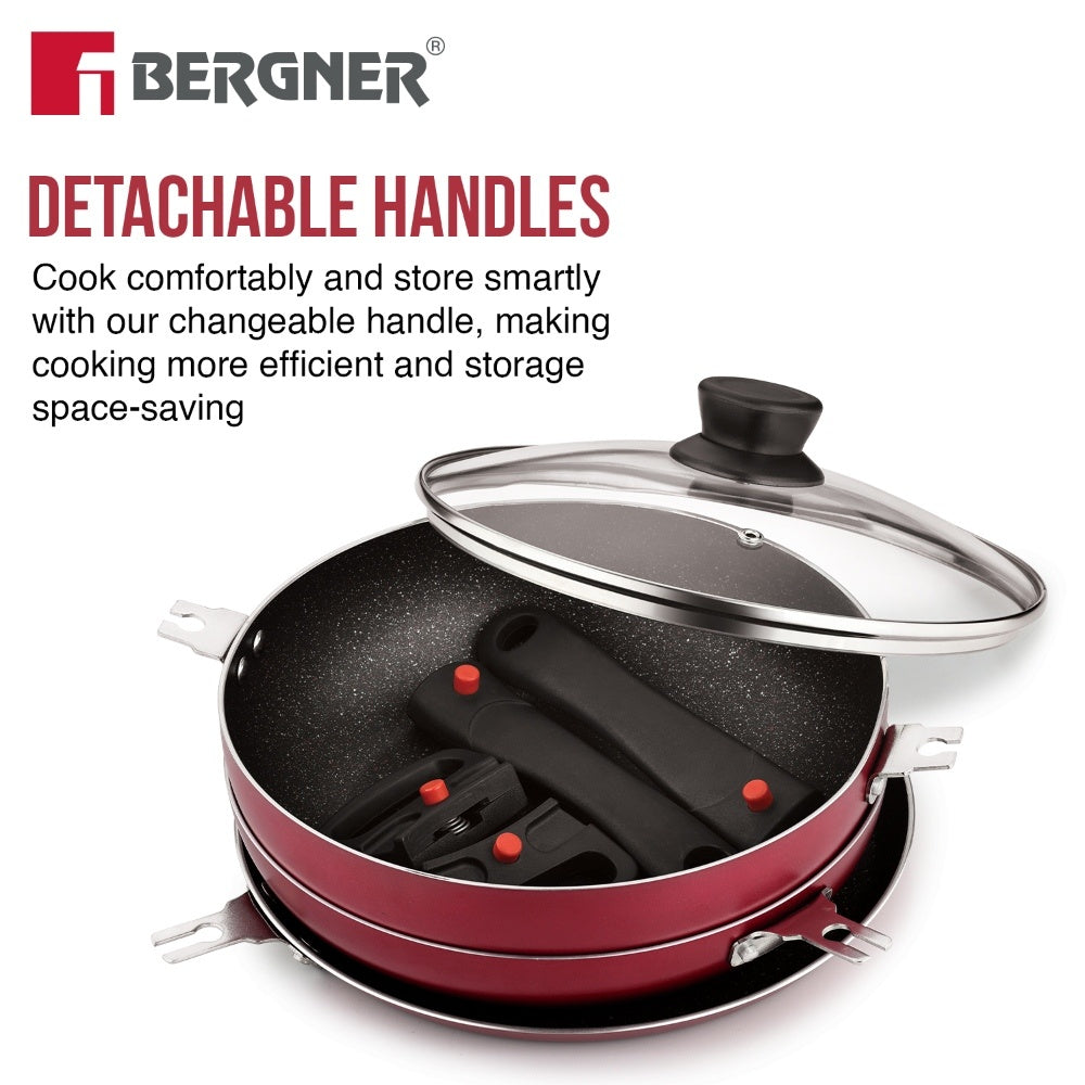 Bergner Sherry Plus 5-Layer Non-Stick 6 Pcs Induction Cookware Set (Maroon)