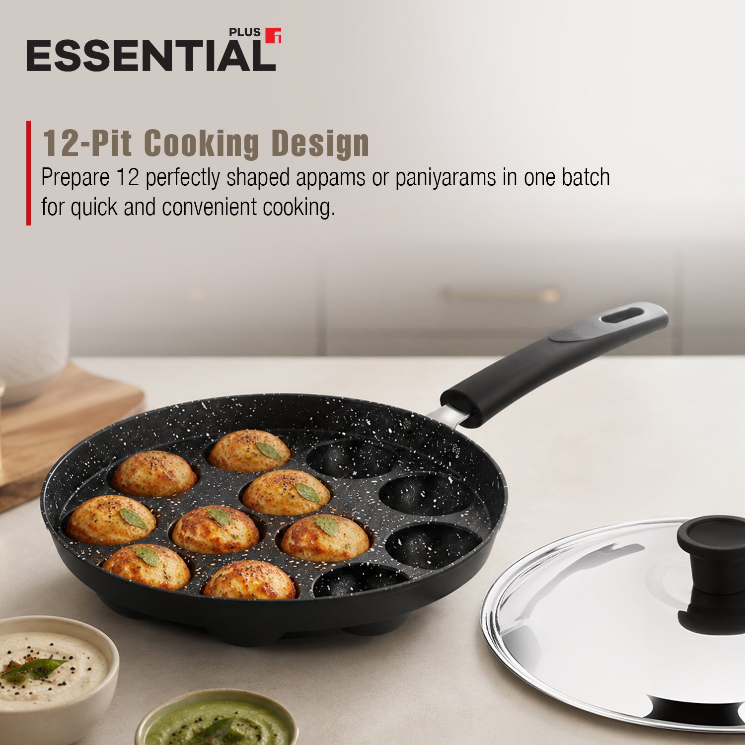 Essential Plus Amarone Die Cast Appam Patra 12 Pits (22cm Dia)