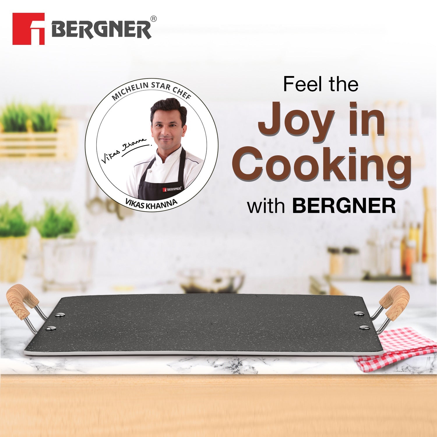 Bergner Bellini Plus Aura Non-Stick Patri Tawa, Consumes Less Oil - Gas Stove Compatible