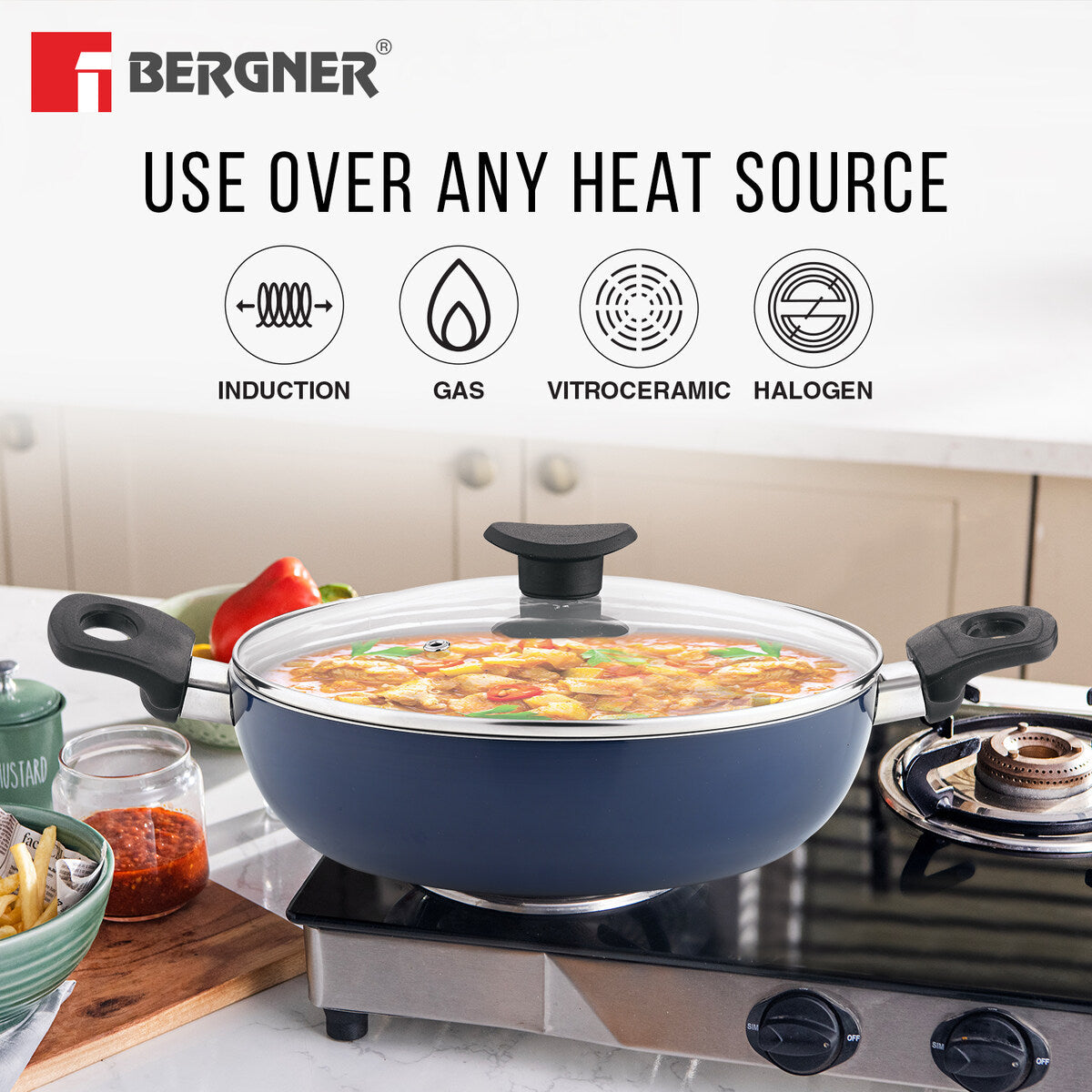 Aloe 3 Layer+ Non-Stick Coating 3 Pcs Cookware Set - Induction Bottom