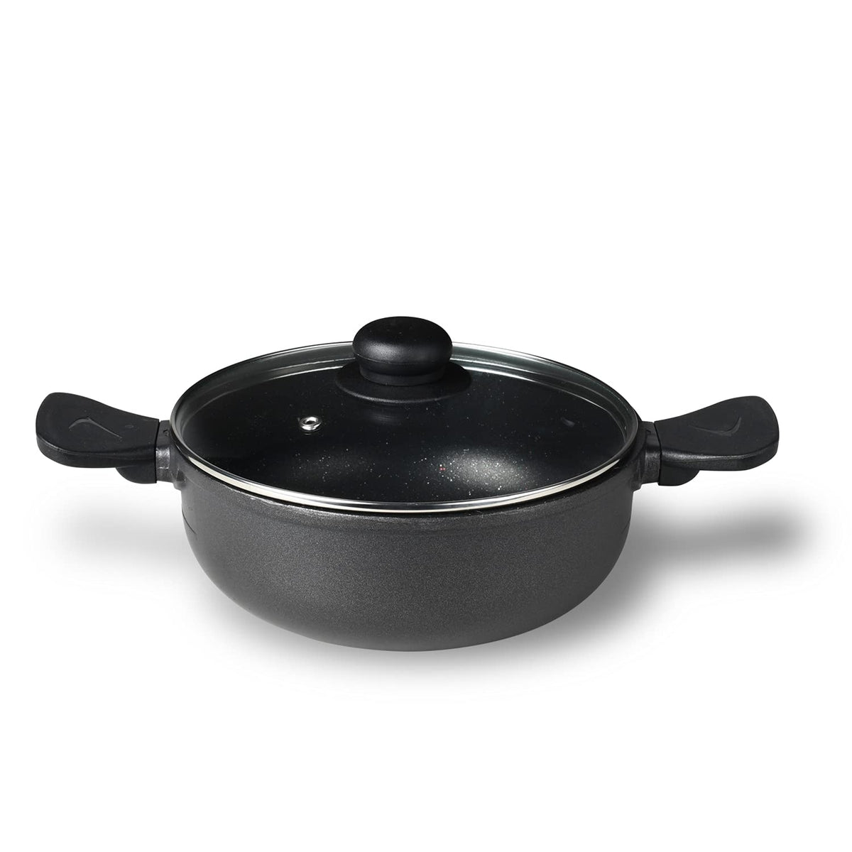 Bergner Senator Die-Cast Non-Stick Kadai With Glass Lid, Minimal Oil Use for Healthy Cooking - Induction Bottom