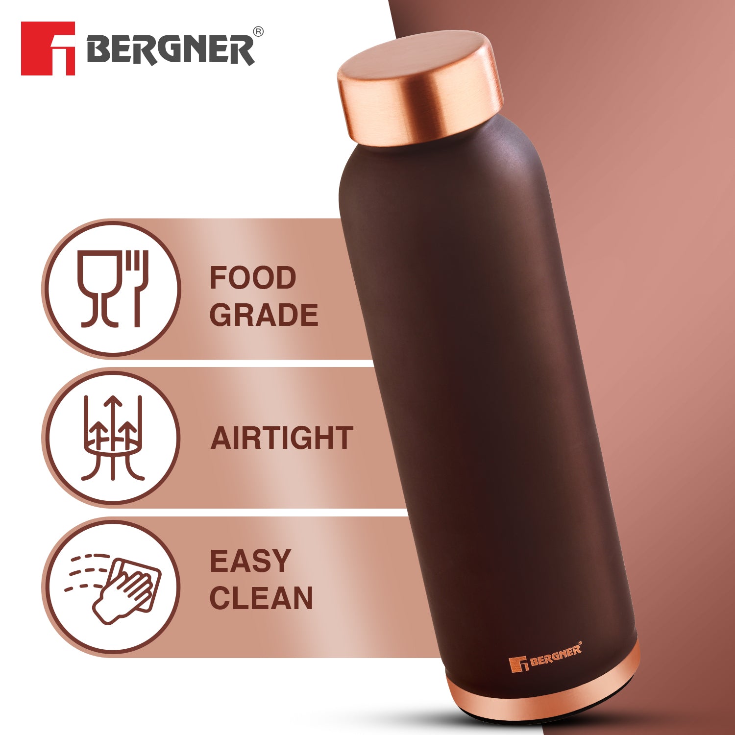 Walking Pure Copper Water Bottle 950ml |  Non-Toxic Leak Resistant