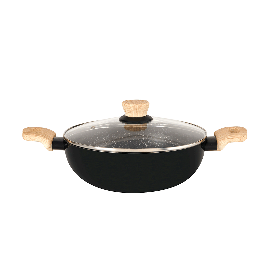 Bergner Bellini Plus Aura 5-Layer Non-Stick 32 cm Kadai with Glass Lid - Induction Bottom (1-Year Warranty)