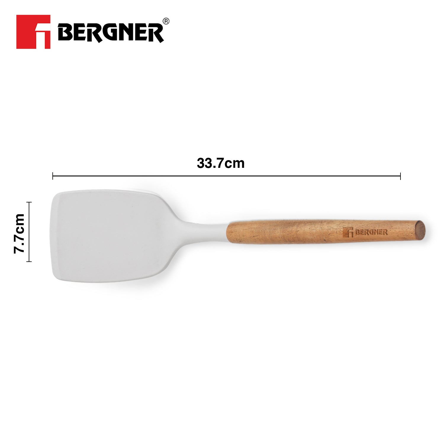 Naturally Silicone Solid Turner 33cm with Wooden Handle