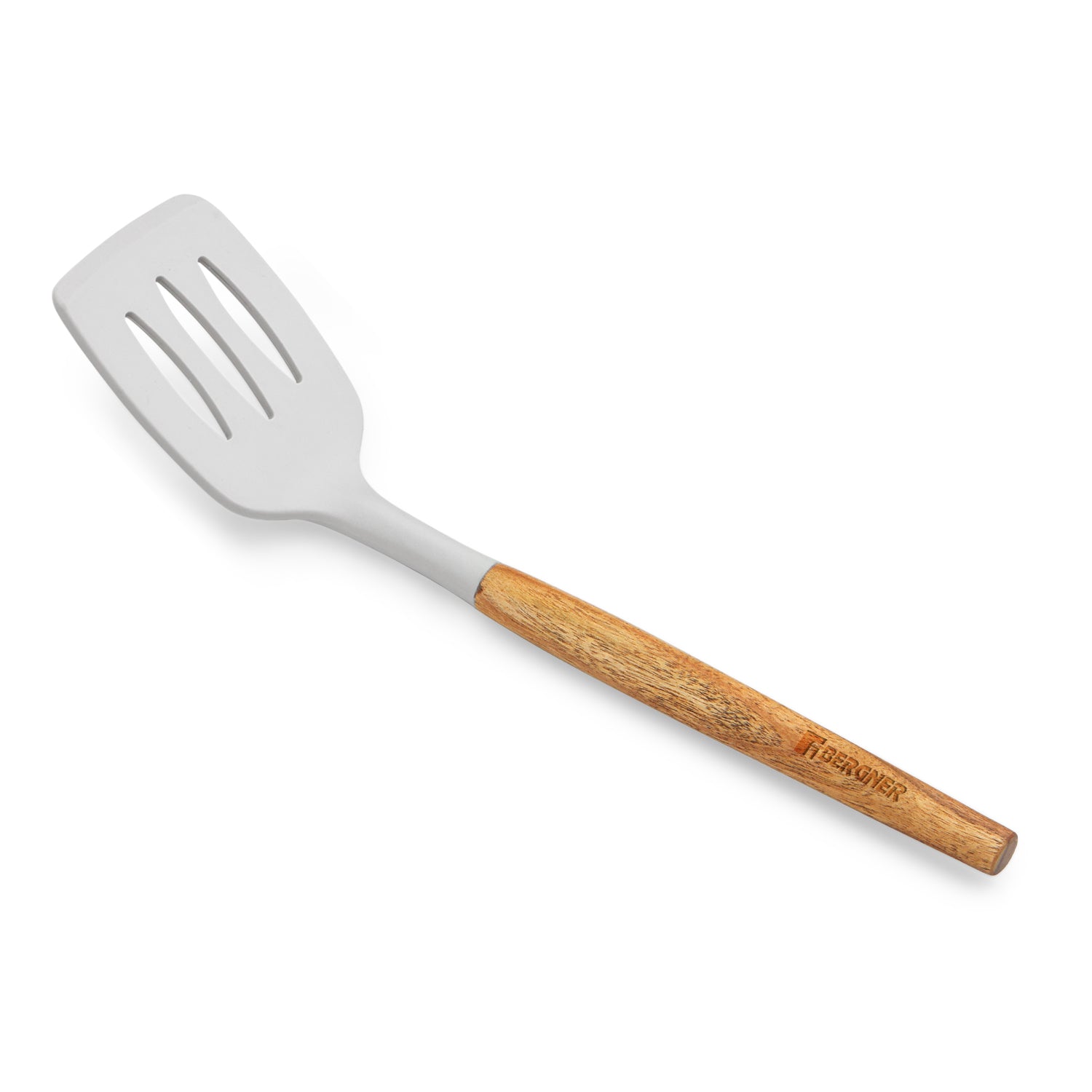 Naturally Silicone Slotted Turner 33cm with Wooden Handle