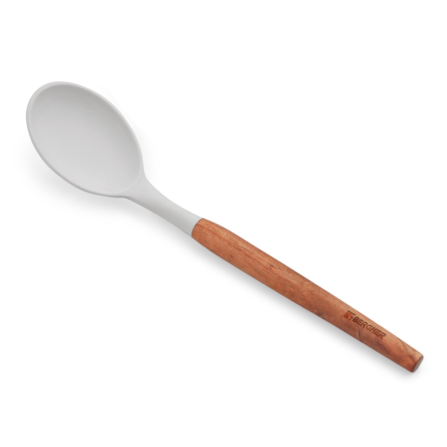 Naturally Silicone Solid Spoon 32cm with Wooden Handle
