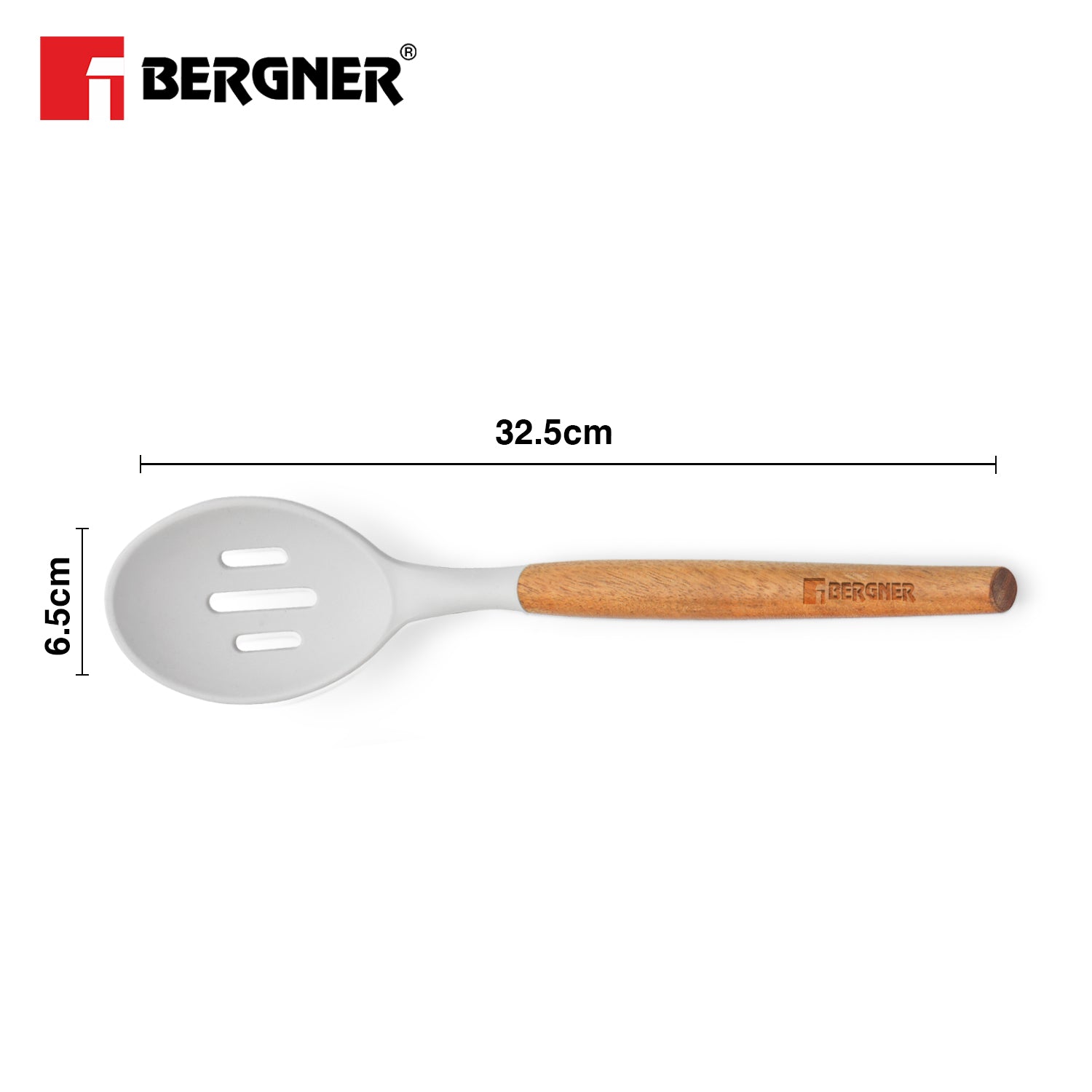 Naturally Silicone Slotted Spoon 32cm with Wooden Handle