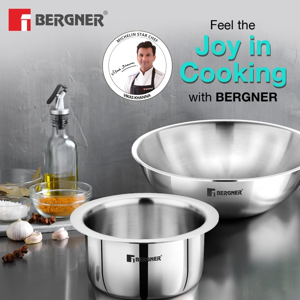 TriPro Tri-Ply Stainless Steel 4 Pcs Cookware Combo Set - Induction Bottom