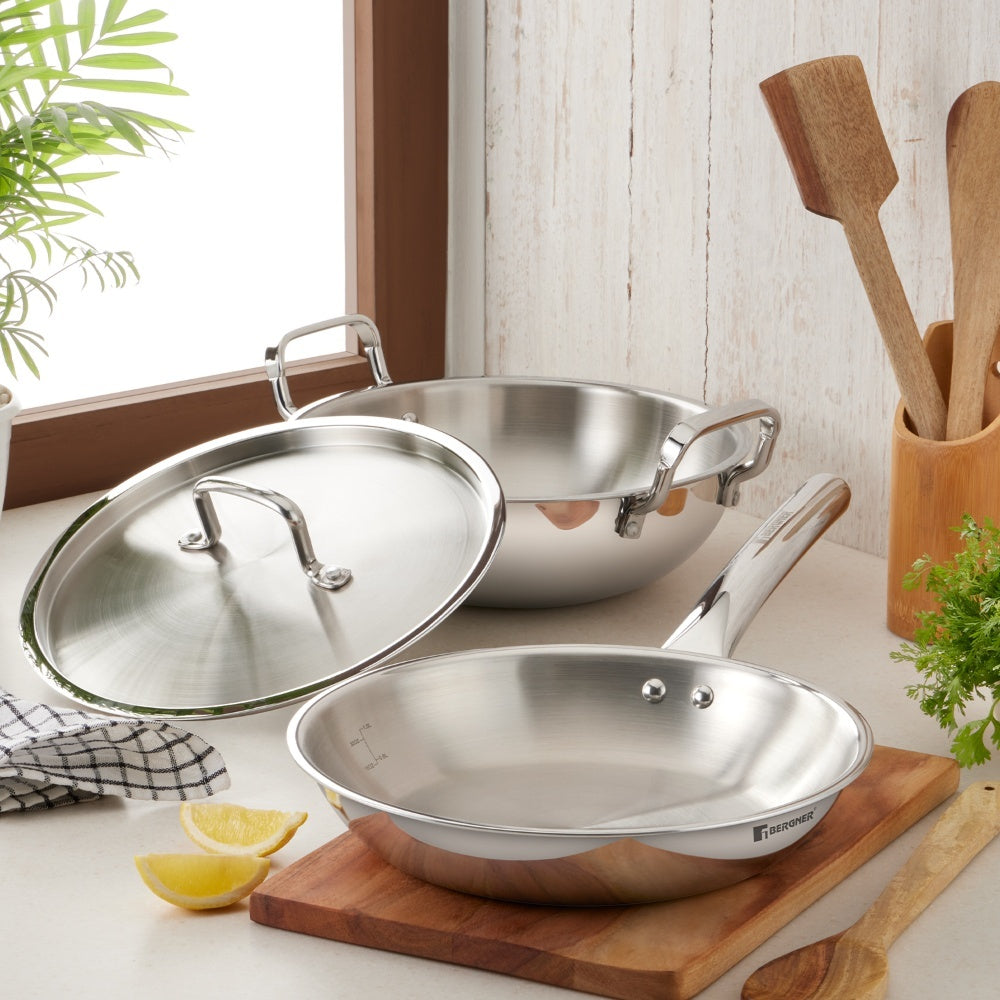 TriPro 4 Pcs Tri-Ply Stainless Steel Cookware combo - Induction Bottom