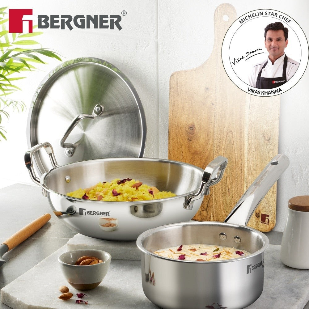 TriPro 4 Pcs Tri-Ply Stainless Steel Cookware Combo - Induction Bottom