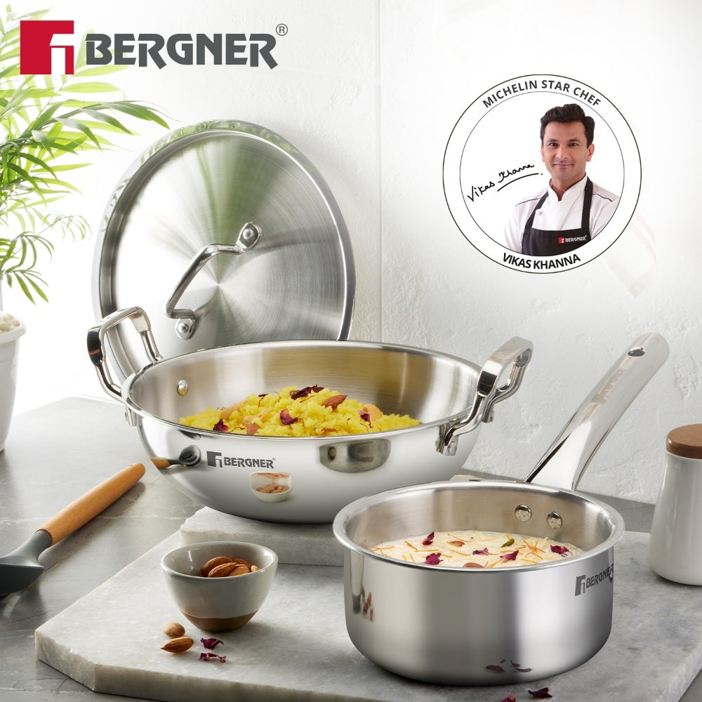TriPro 4 Pcs Tri-Ply Stainless Steel Cookware Combo - Induction Bottom