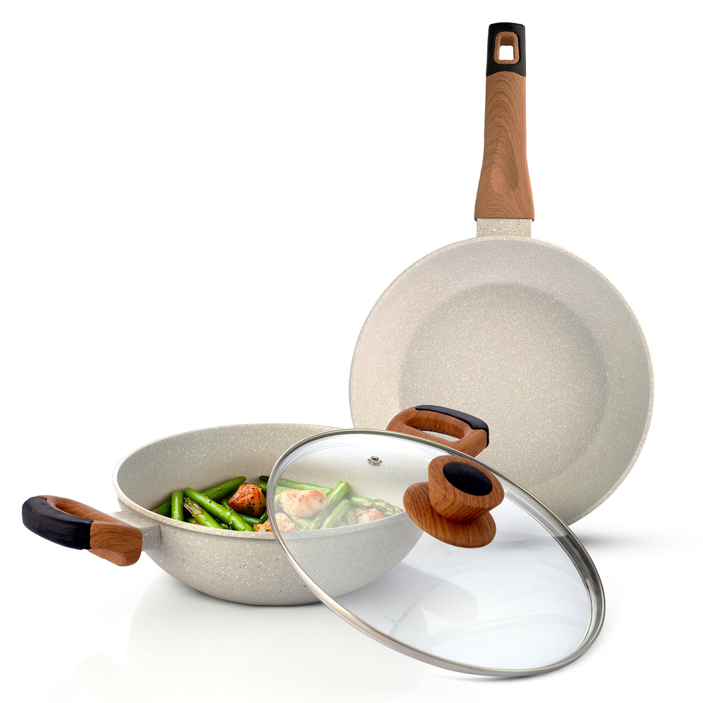 Ivory Granite Induction Non-Stick 3 Pcs Cookware Set