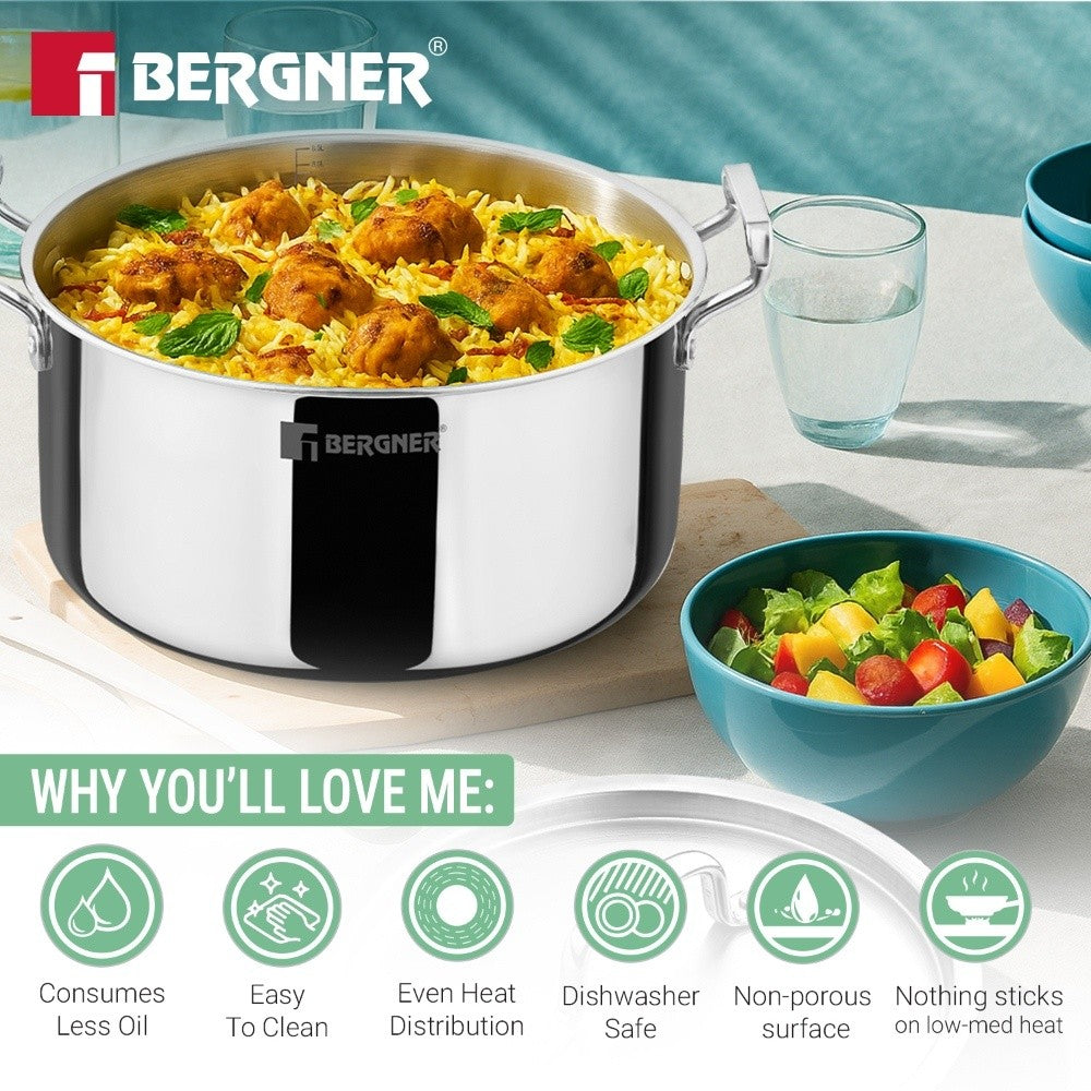 TriPro TriPly Stainless Steel Cook and Serve 2 Pcs Casseroles Combo Set