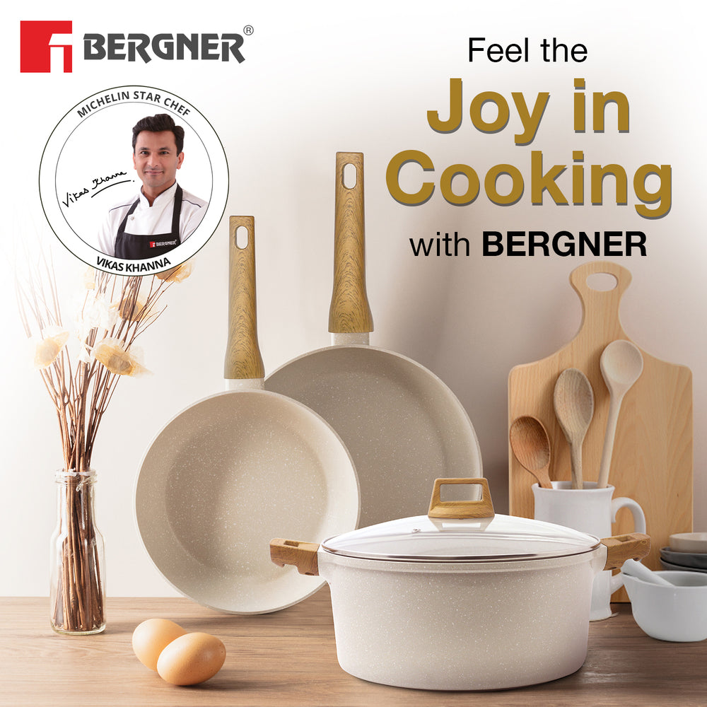 Bergner Naturally 4 Pcs Non-Stick Cookware Set - Induction Bottom