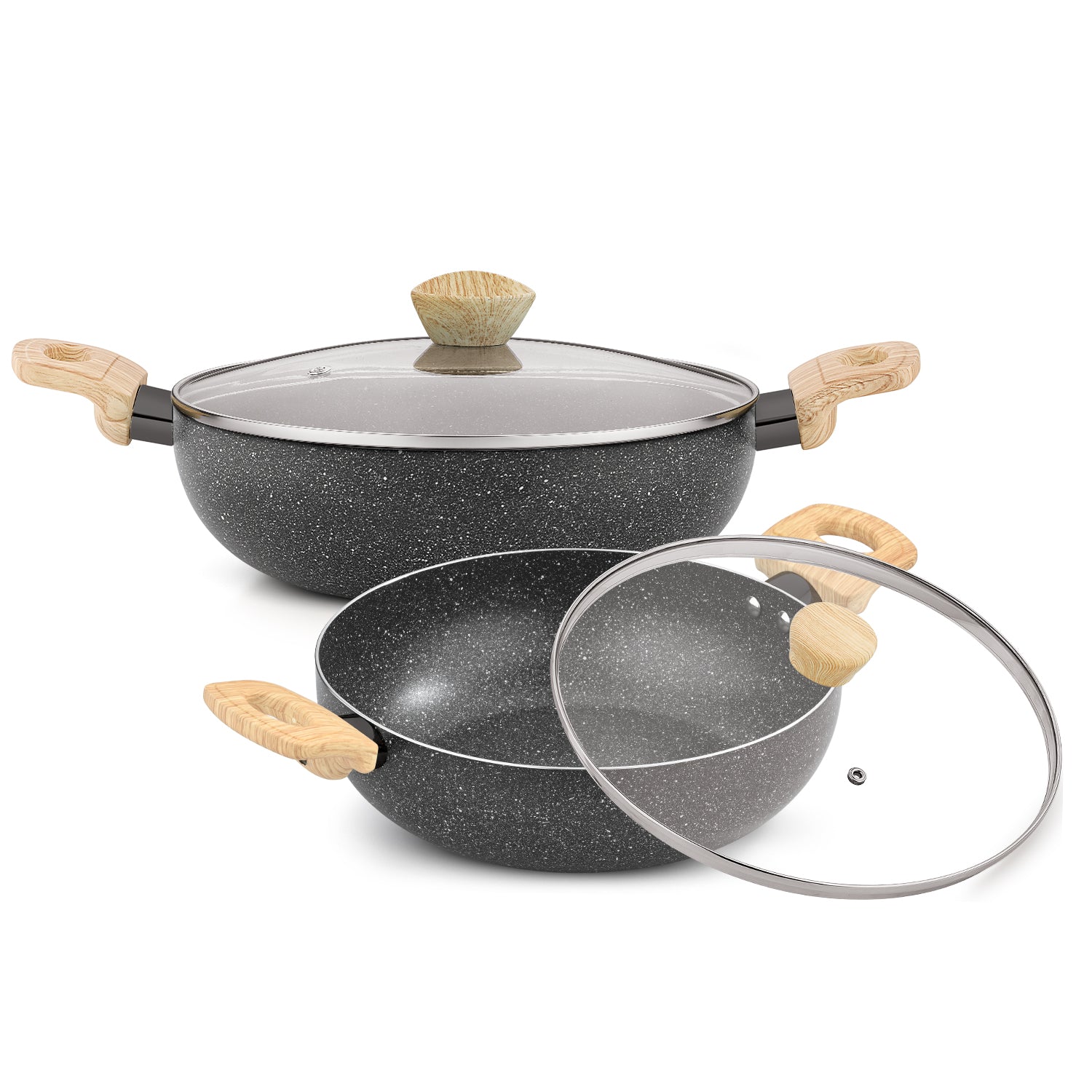 Bergner Earth Black 4 Pcs Non-Stick Cookware Set - Induction Bottom
