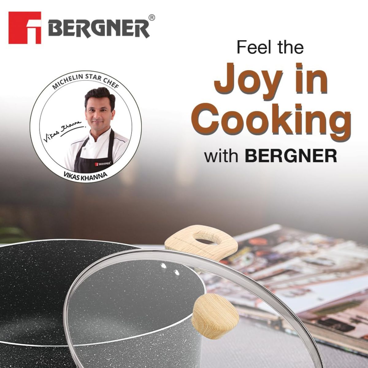 Bergner Earth Black 4 Pcs Non-Stick Cookware Set - Induction Bottom