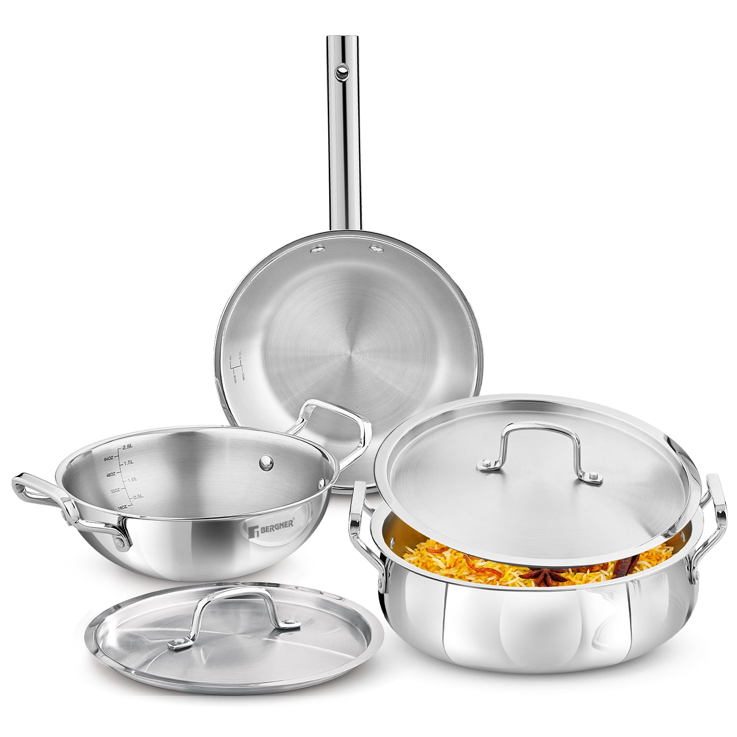 Bergner Tripro BE Essentials 5 Pc Triply Cookware Set