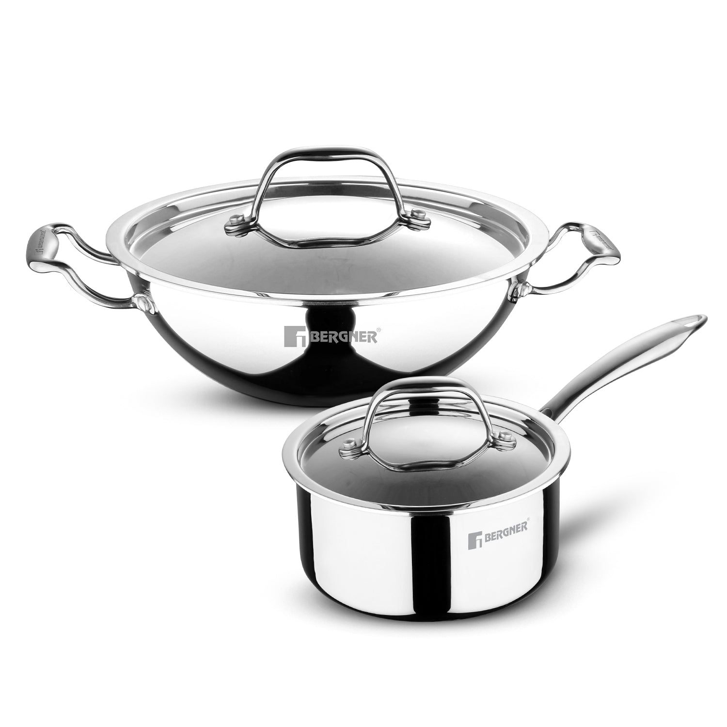 Bergner Argent Triply 4 Pcs Cookware Set - Induction and Gas Stove Rea
