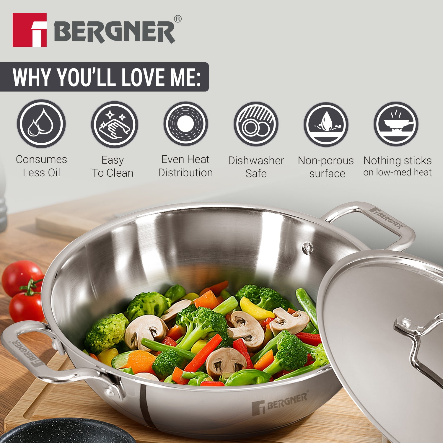 Tripro 4 Pcs Triply Cookware Set - Induction Bottom