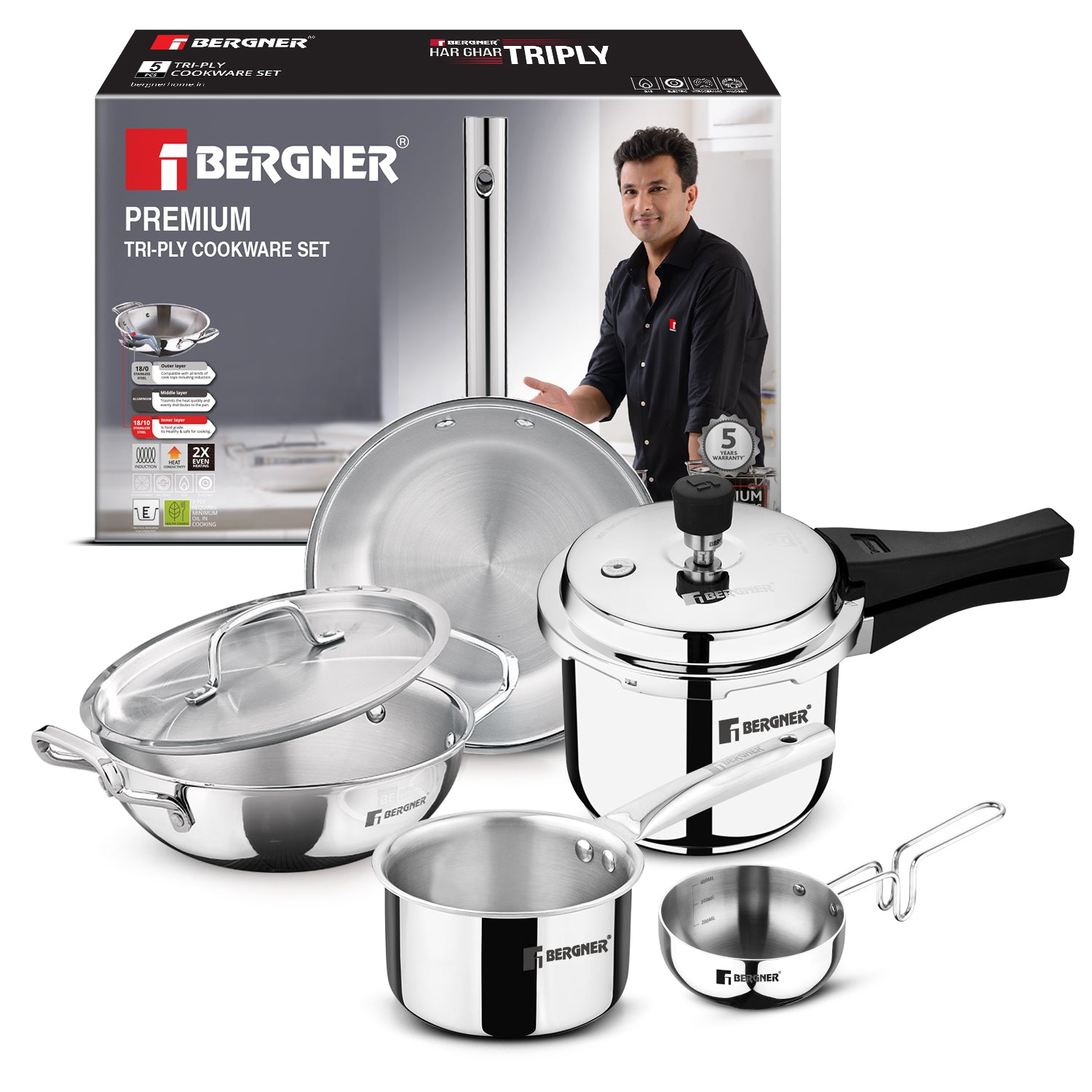 Tripro 6 Pc Triply Cookware Set