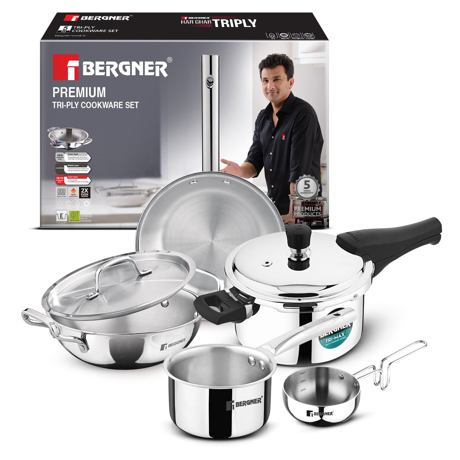 Tripro 6 Pc Triply Cookware Set