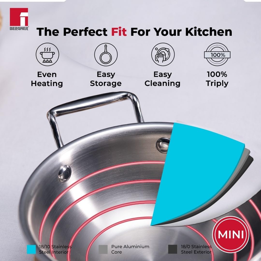 Argent Junior Chef Triply Stainless Steel Cookware Set 6 Pcs