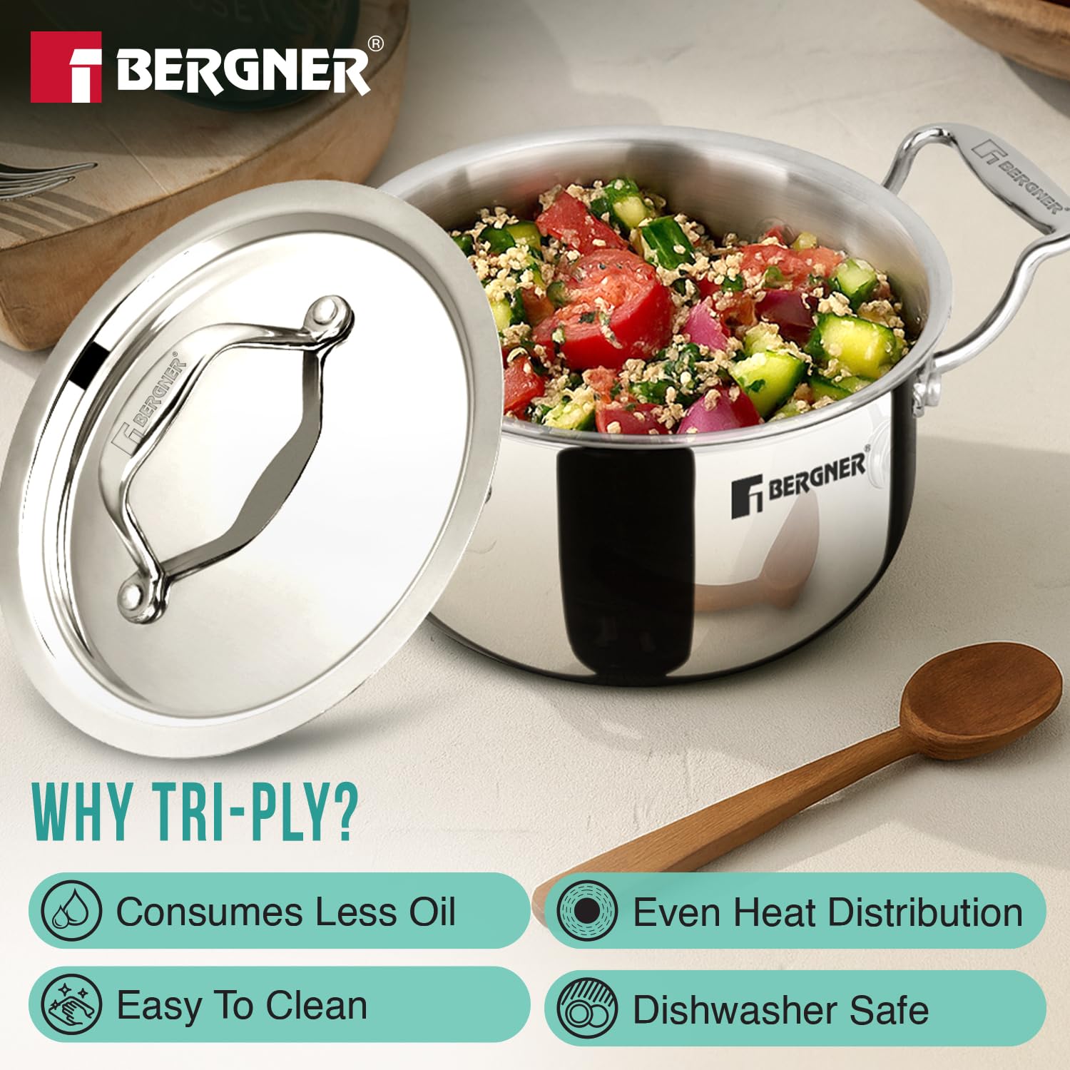 Argent Junior Chef Triply Stainless Steel Casserole Set 6 Pcs