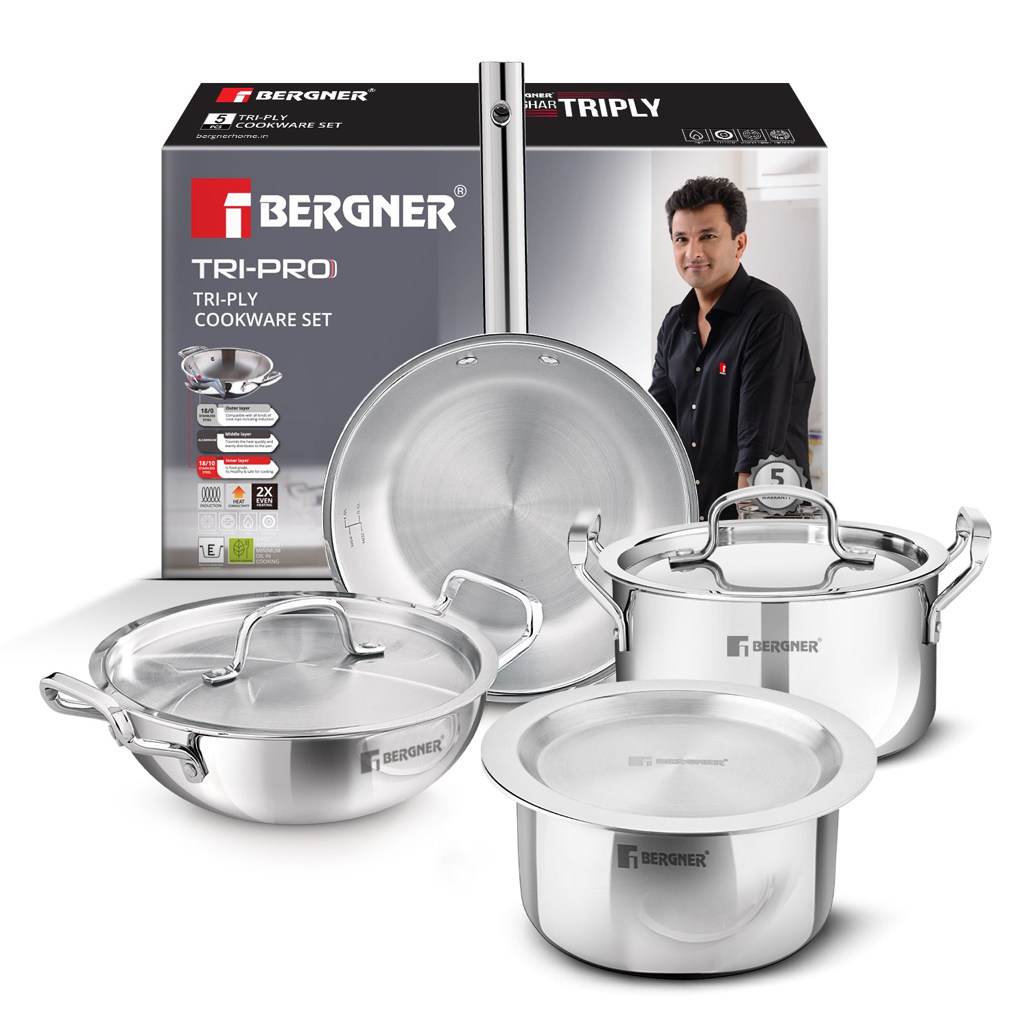 Tripro 7 Pcs Triply Cookware Set