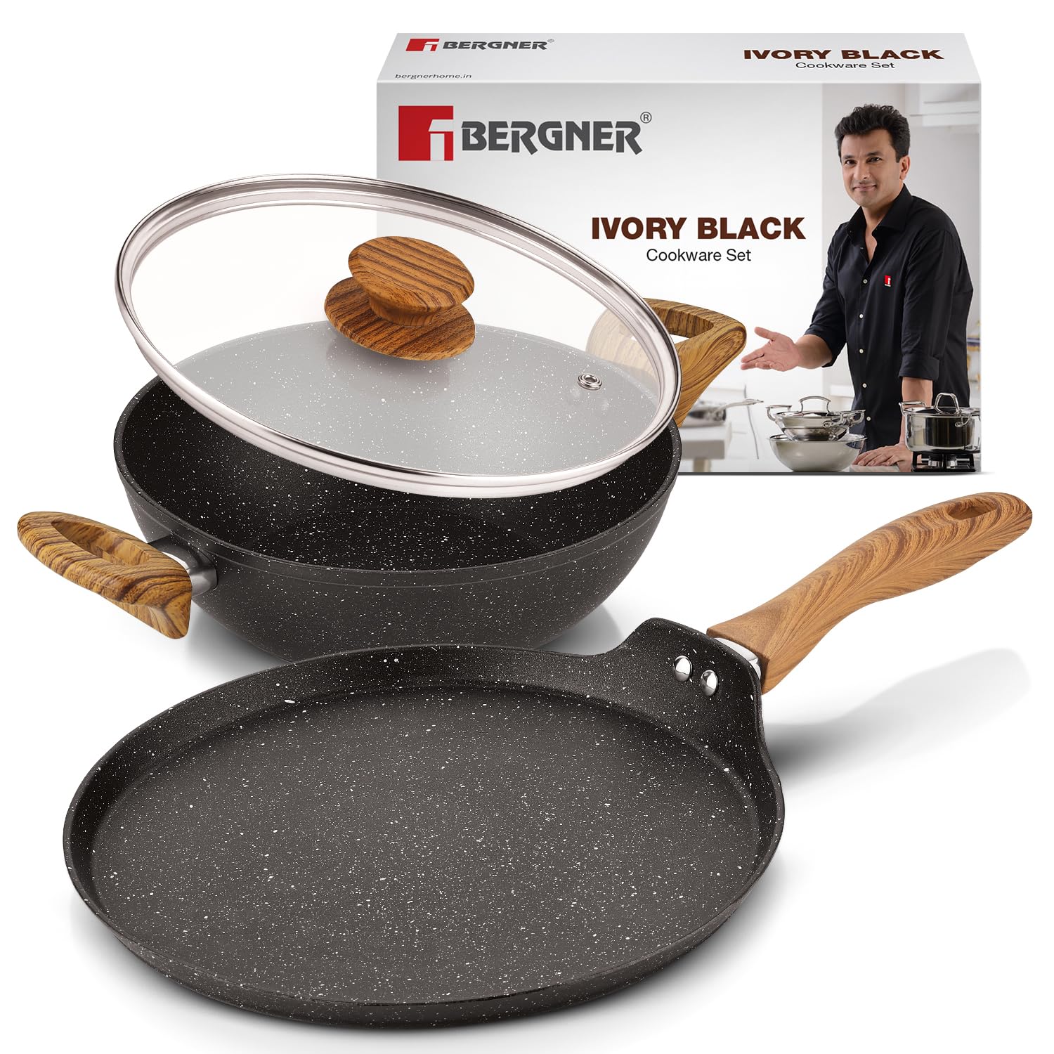 Ivory Black Granite 3 Pcs Cookware Set