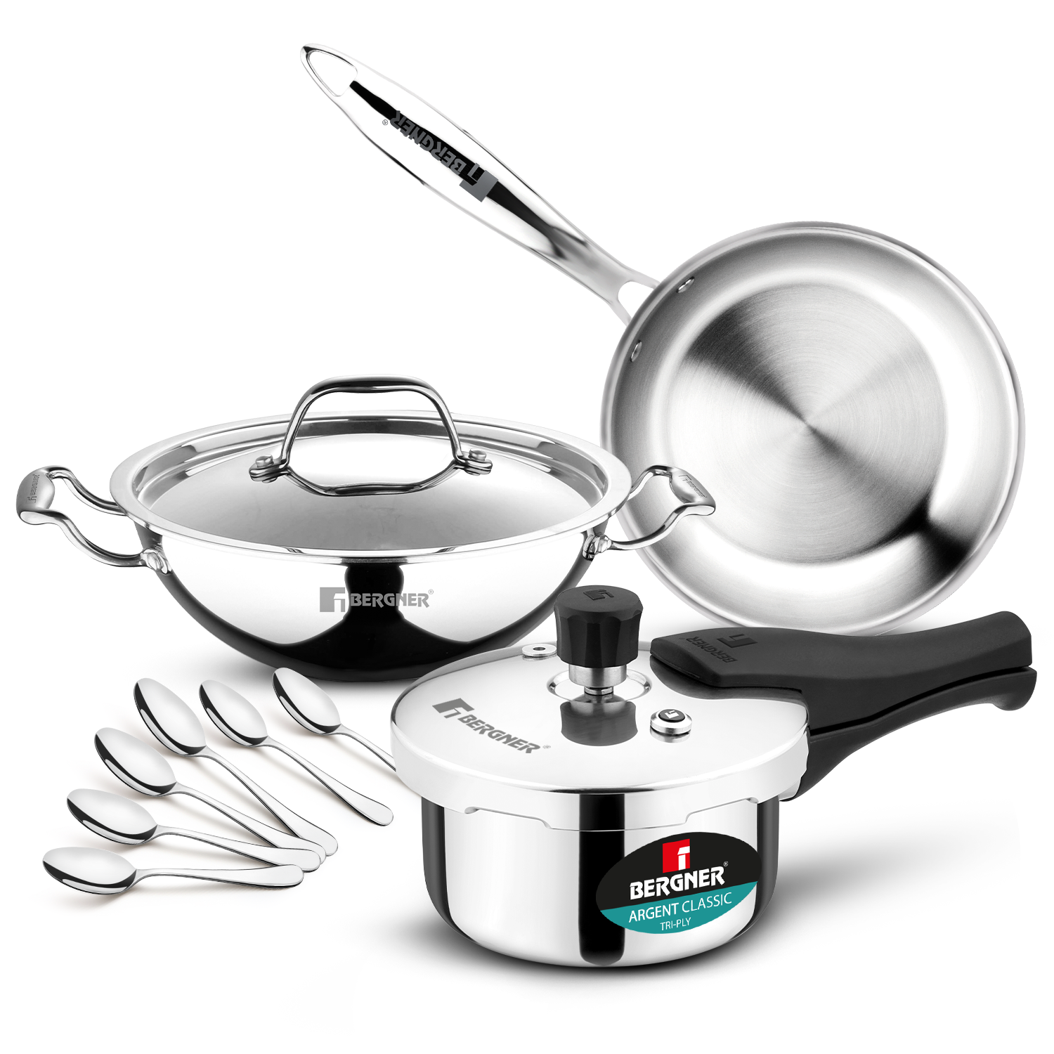 Argent Mini 10 Pcs Triply Cookware Set
