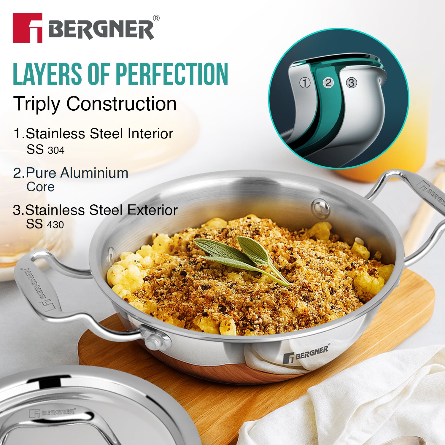 Argent Mini 10 Pcs Triply Cookware Set