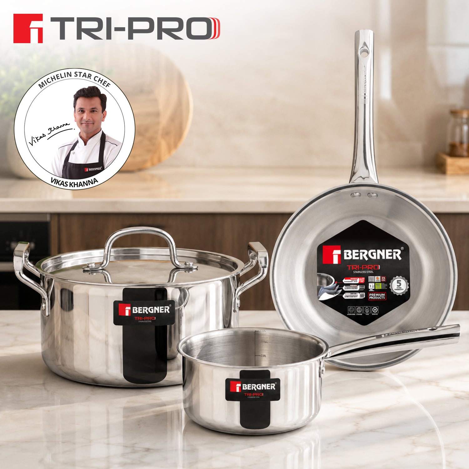 Tripro Triply Cookware Set of 4 Pcs