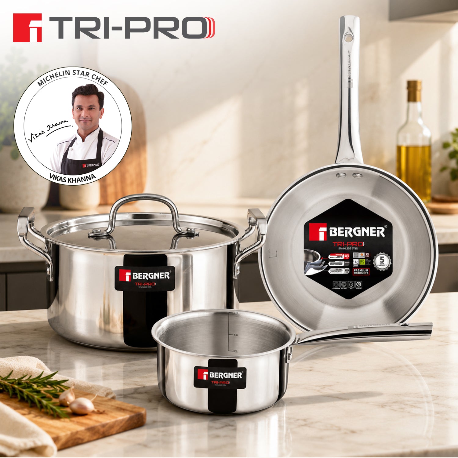Tripro Triply Cookware Set of 4 Pcs