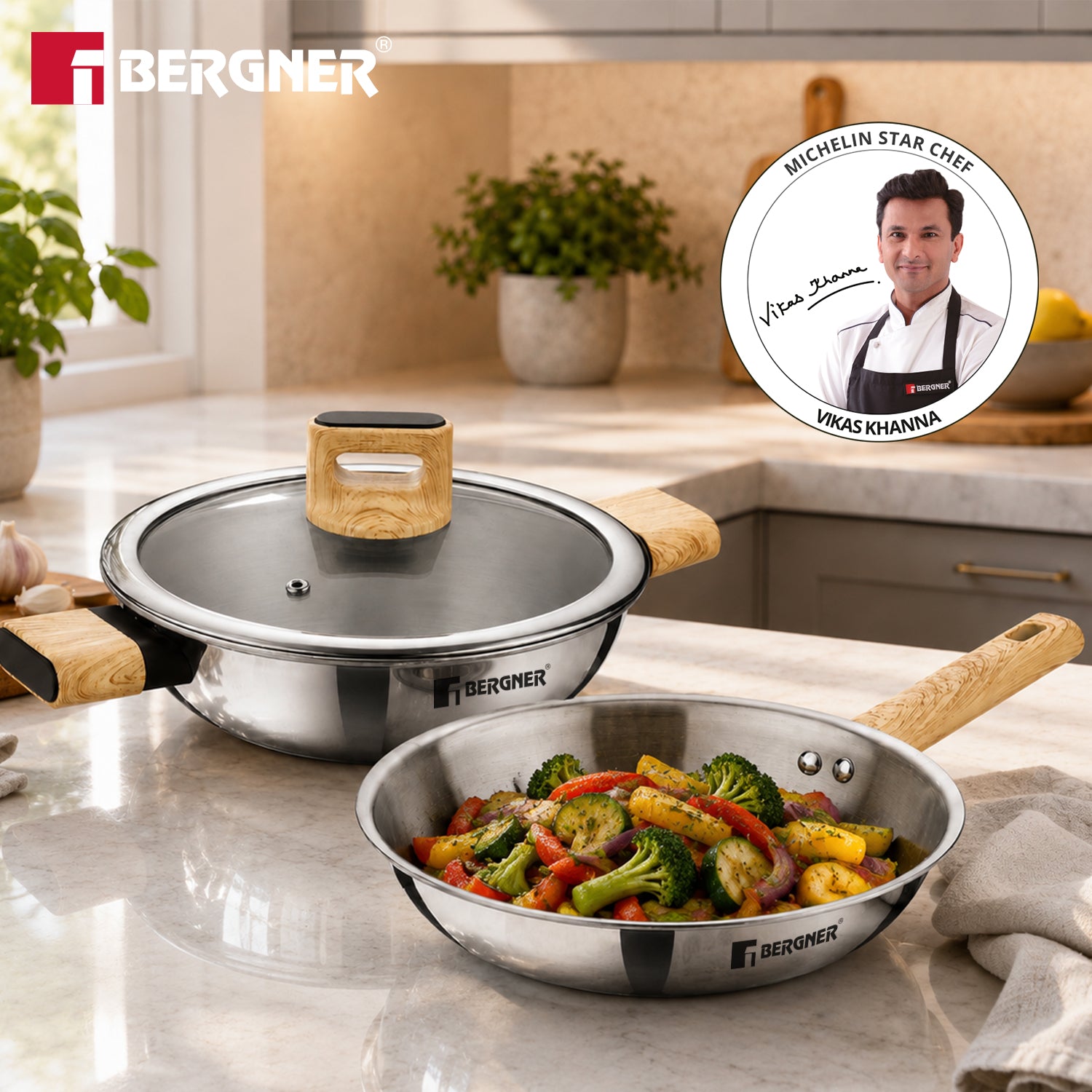 Tri-Oak Triply Stainless steel Cookware Set of 3 Pcs