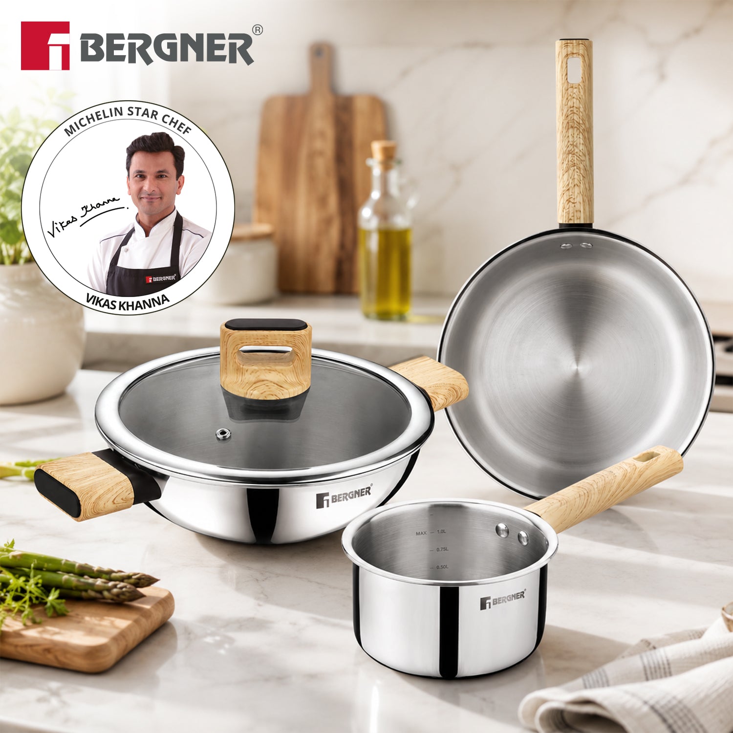 Tri-Oak Triply Stainless Steel Cookware Set of 4 Pcs