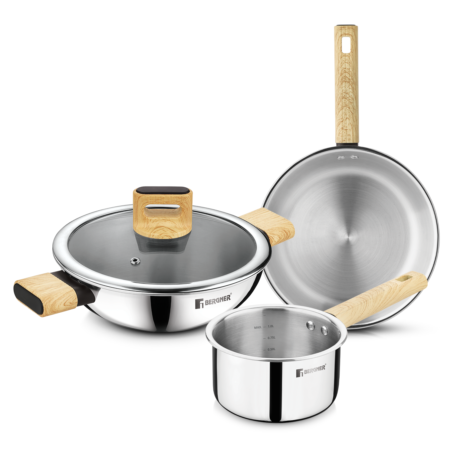 Tri-Oak Triply Stainless Steel Cookware Set of 4 Pcs