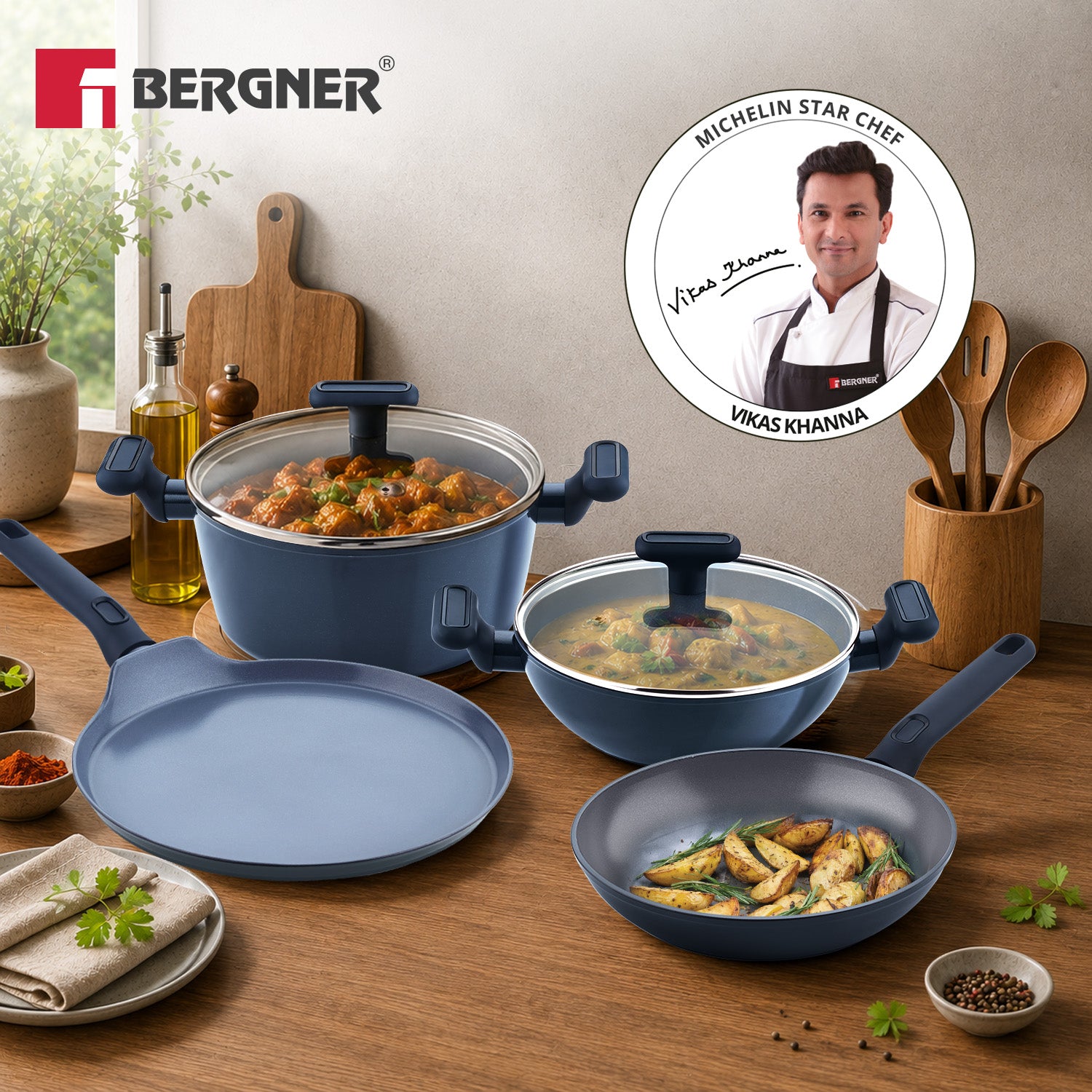 Jade Non-Stick Ceramic Coated 6 Pcs Cookware Set