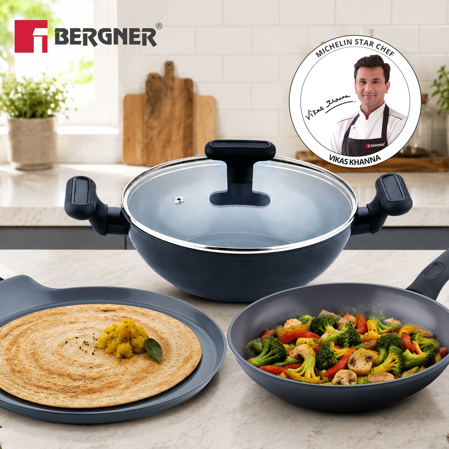 Jade Non-Stick Ceramic Coated 4 Pcs Cookware Set