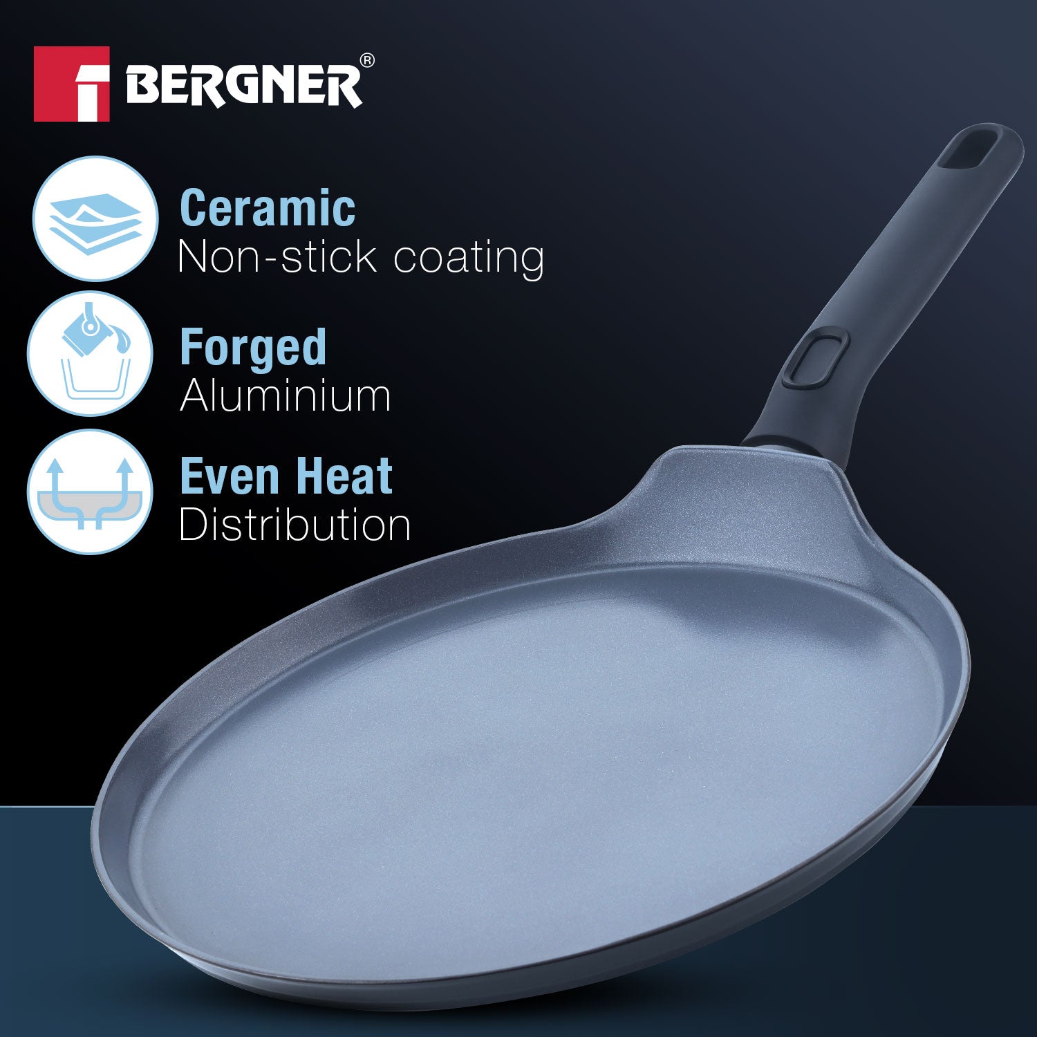 Jade Non-Stick Ceramic Coated 2 Pcs Combo of Frypan &  Dosa Tawa