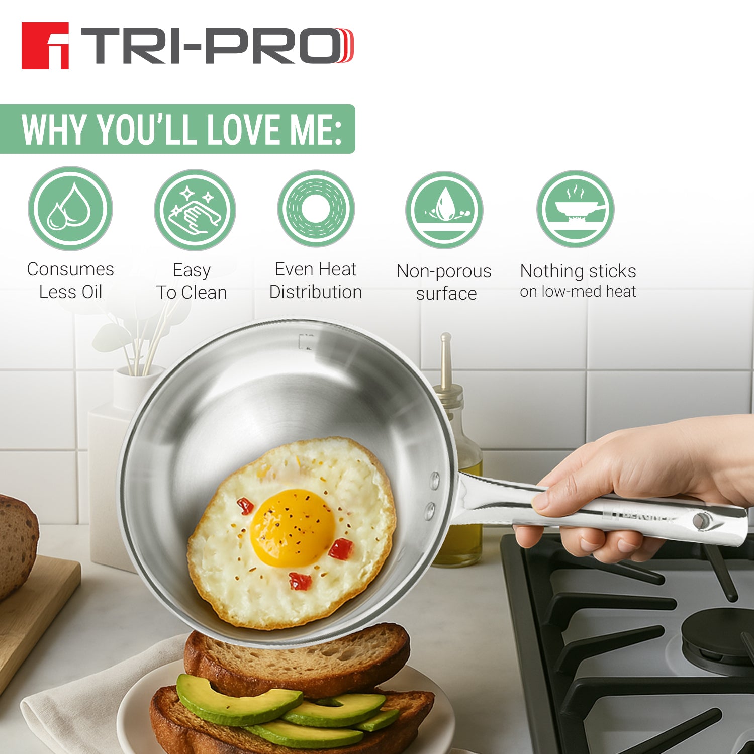 Tripro 6 Pcs Triply Cookware Set