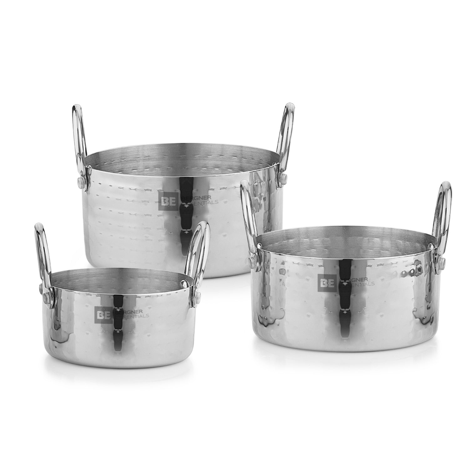 Bergner BE Bergner Essentials Stainless Steel Mini Hammered 3 Pcs Serving Set - Gas Stove Compatible (5-Year Warranty)