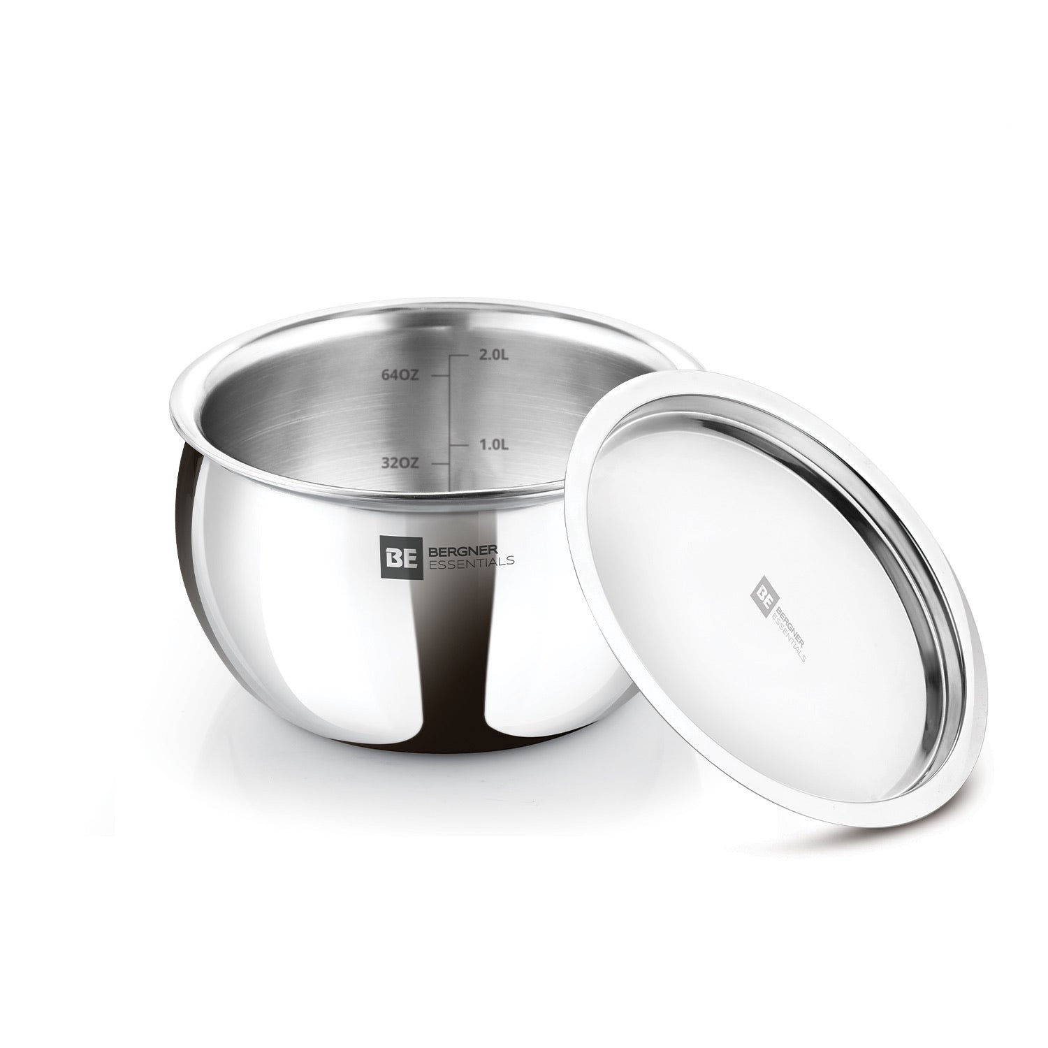 Bergner BE Bergner Essentials Tri-Ply Stainless Steel Rice Handi with Lid - Induction Bottom (5-Year Warranty)