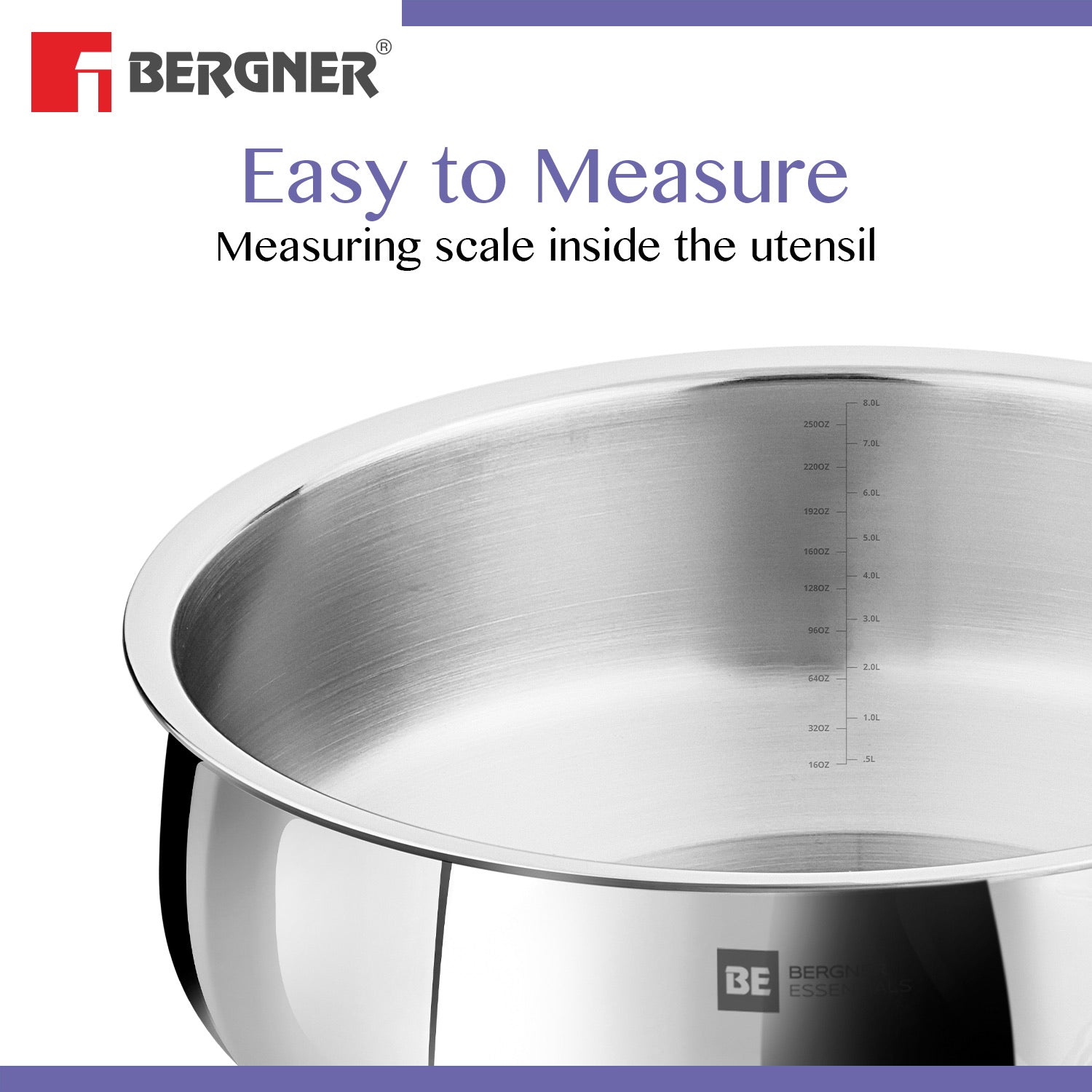 Bergner BE Bergner Essentials Tri-Ply Stainless Steel Biryani Handi with Lid, Induction Bottom (5-Year Warranty)