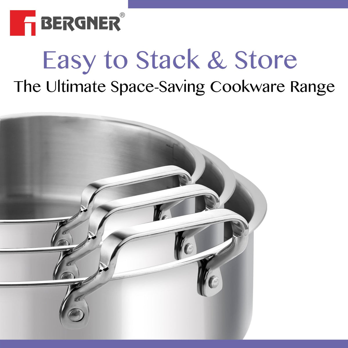 Bergner Rack Bergner BE Essentials Tri-Ply Stainless Steel Shallow Biryani Pan with
