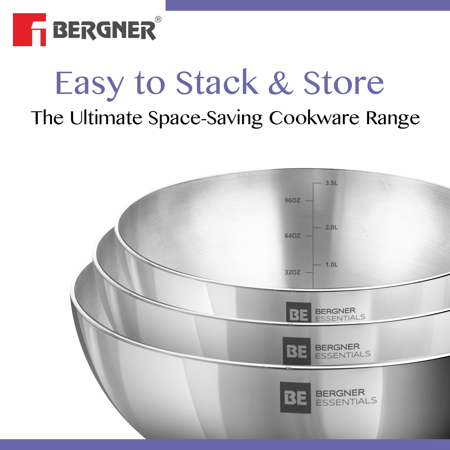 Bergner BE Bergner Essentials Tri-Ply Stainless Steel Tasra - Gas Stove Compatible (5-Year Warranty)