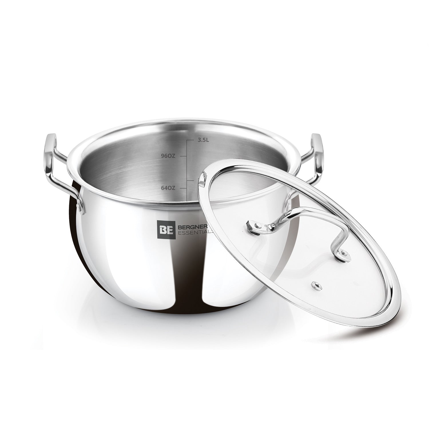 Bergner BE Bergner Essentials Tri-Ply Stainless Steel Rice Handi with Lid - Induction Bottom (5-Year Warranty)