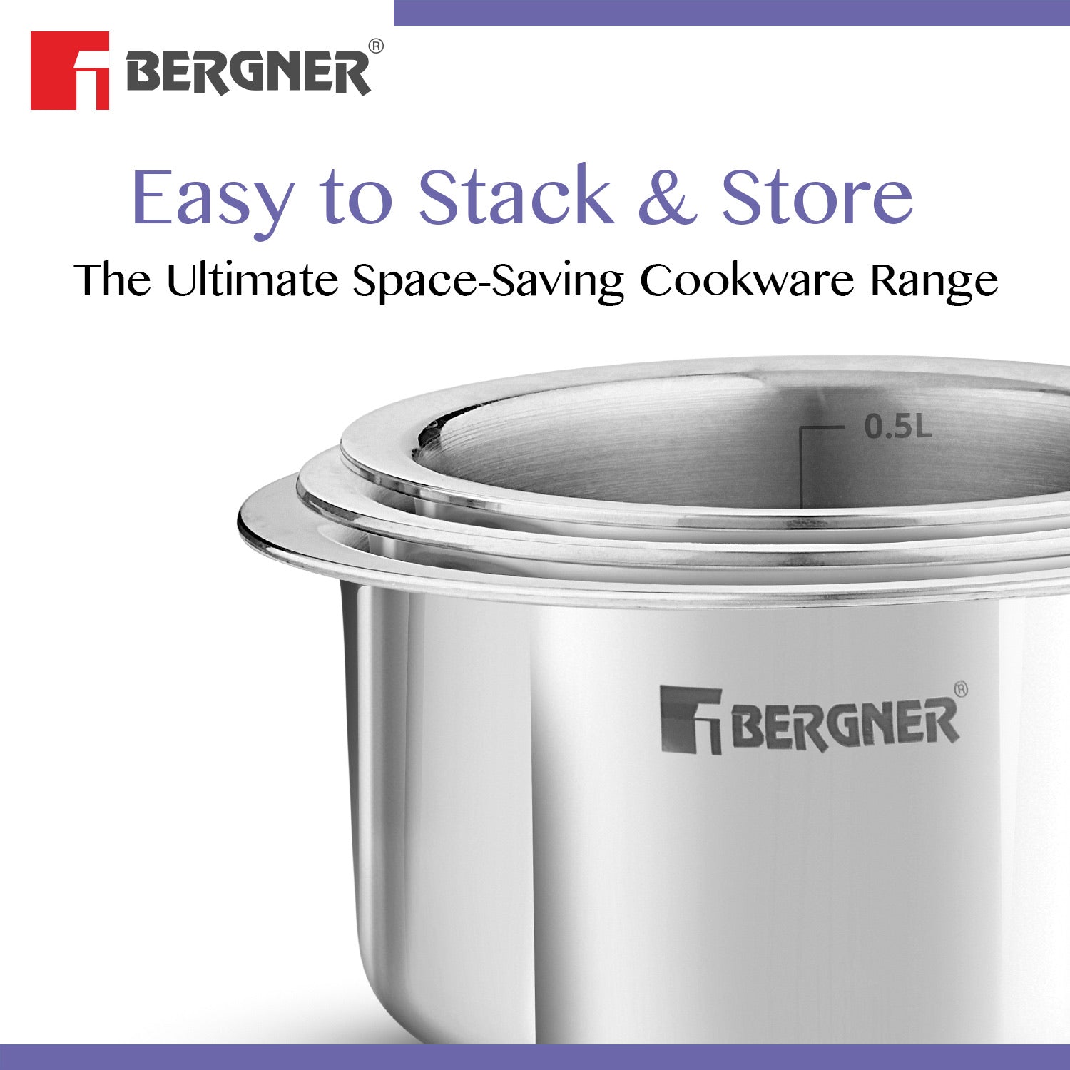 Bergner BE Bergner Essentials Tri-Ply Stainless Steel Junior Tope - Induction Bottom (5-Year Warranty)