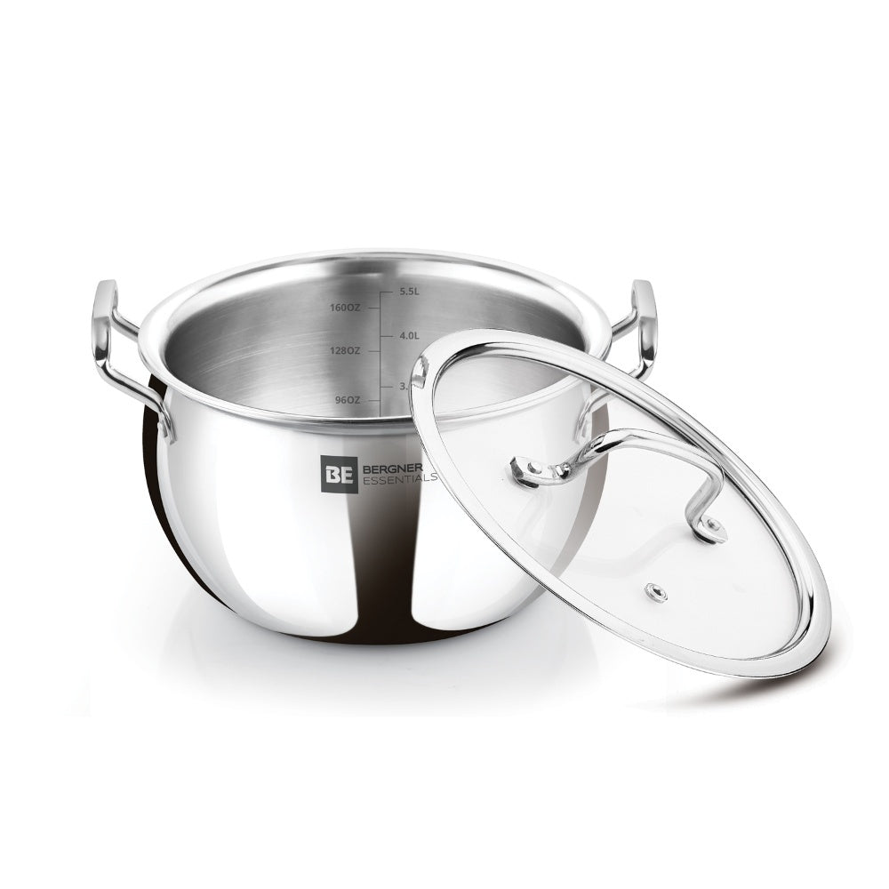 BE Essentials TriPly Stainless Steel Rice Handi 24cm (5.5L) -  Induction Bottom